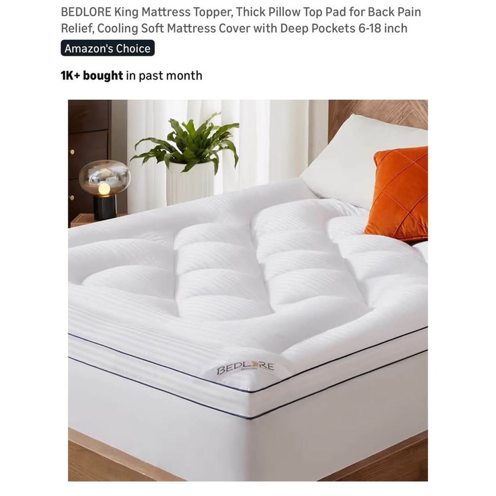 King size mattress, protector.
